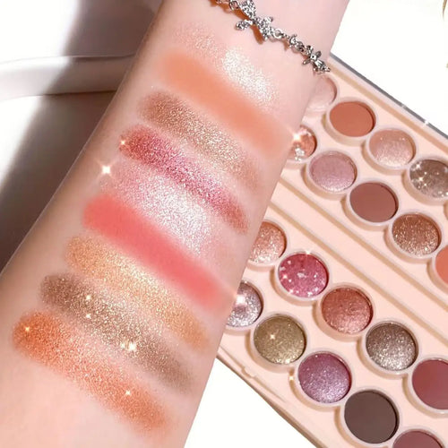 34-Color Eyeshadow Palette with Brush-High Pigment Matte & Shimmer Waterproof