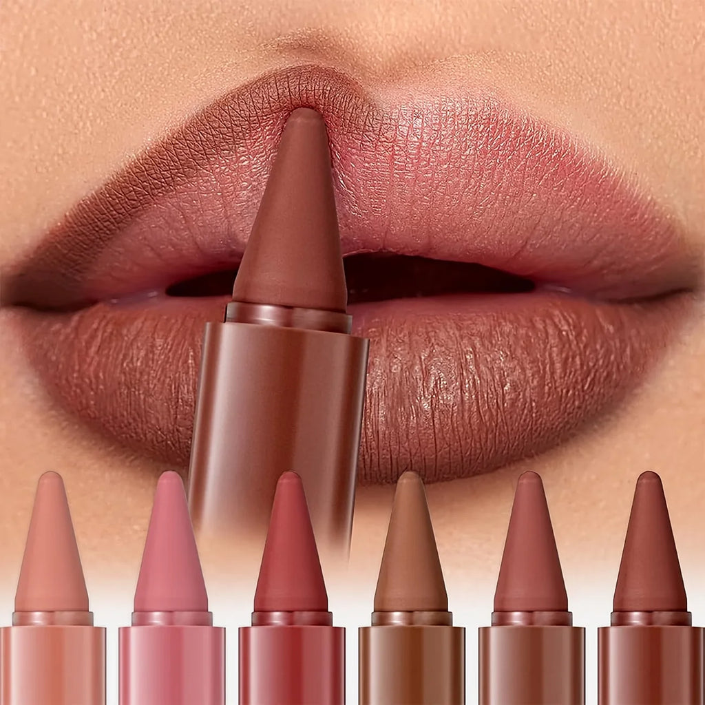 6-color mini lip liner and lipstick pencil, long-lasting waterproof