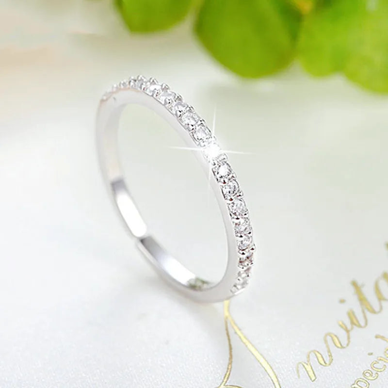 925 Sterling Silver Single Row Zircon Rings For Women