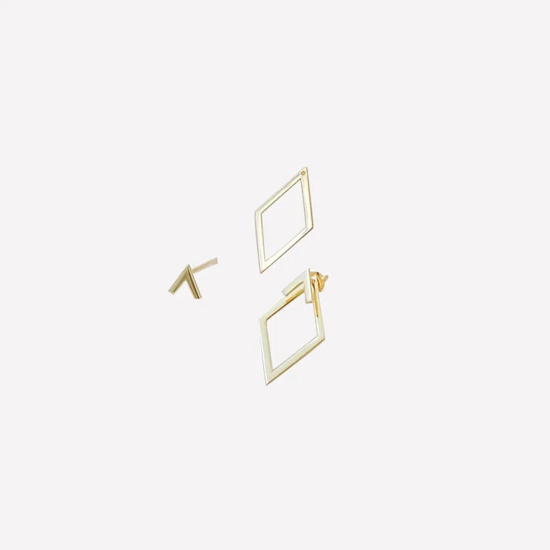 Retro Minimalist Geometric Square Detachable Triangles Stainless steel Stud Earrings
