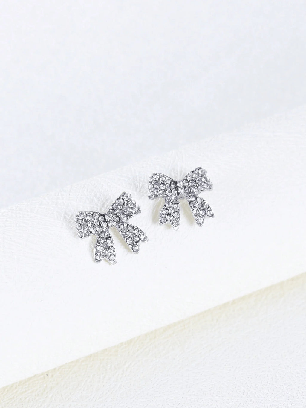 Rhinestone Bow Stud Earrings For Women