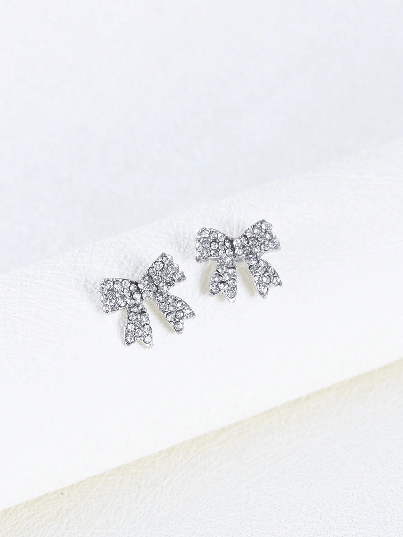 Rhinestone Bow Stud Earrings For Women