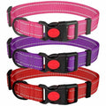 3 PCS Dog Collars for Small Dogs, Reflective Dog Collar Adjustable Soft Nylon with Safety Locking Buckle