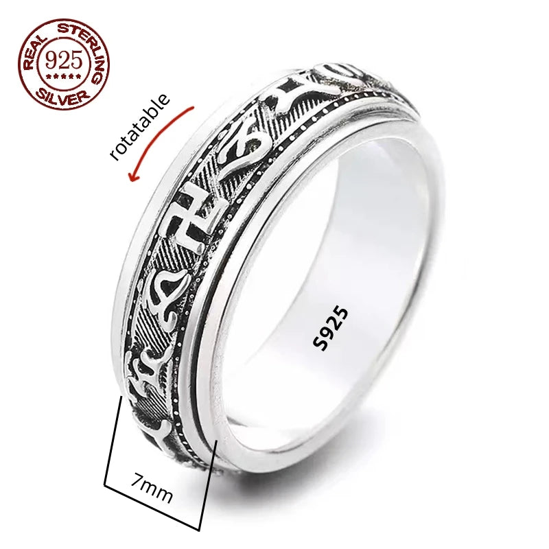 Simplicity Vintage S925 Sterling Silver Viking Rings for Men and Women