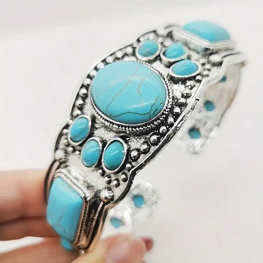 Elegant Retro Bohemian Natural Turquoise Bracelet  for Woman Exquisite Accessories