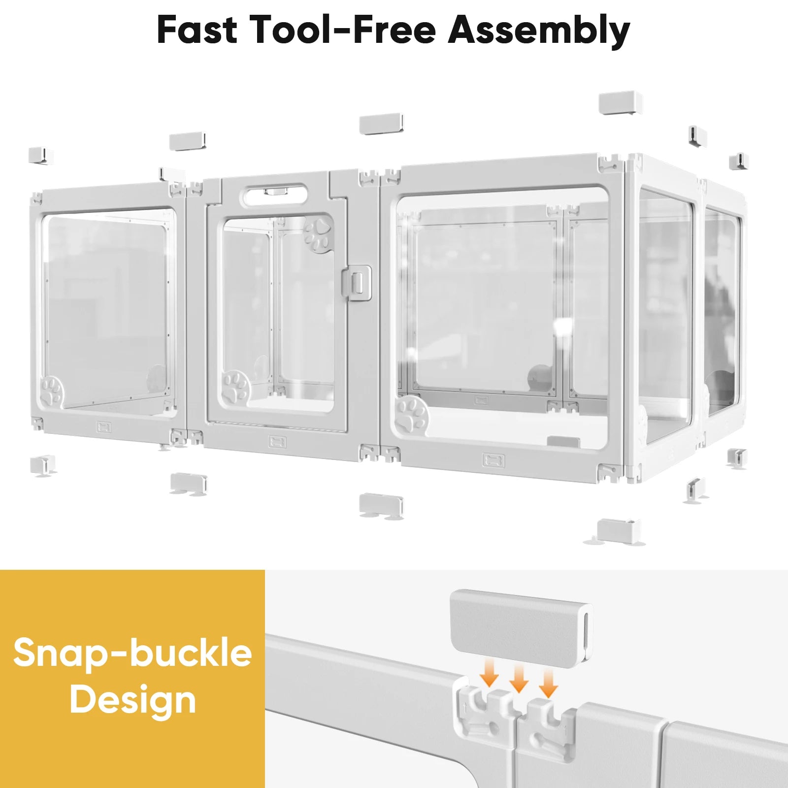 Clear Acrylic Dog Play Pen Indoors 24", 8 Panels Transparent Puppy Playpen with Door