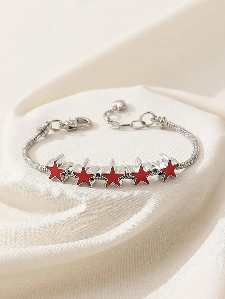 Cute Simple & Stylish Five-pointed Star Shaped Personalized Chain Bracelet For Women