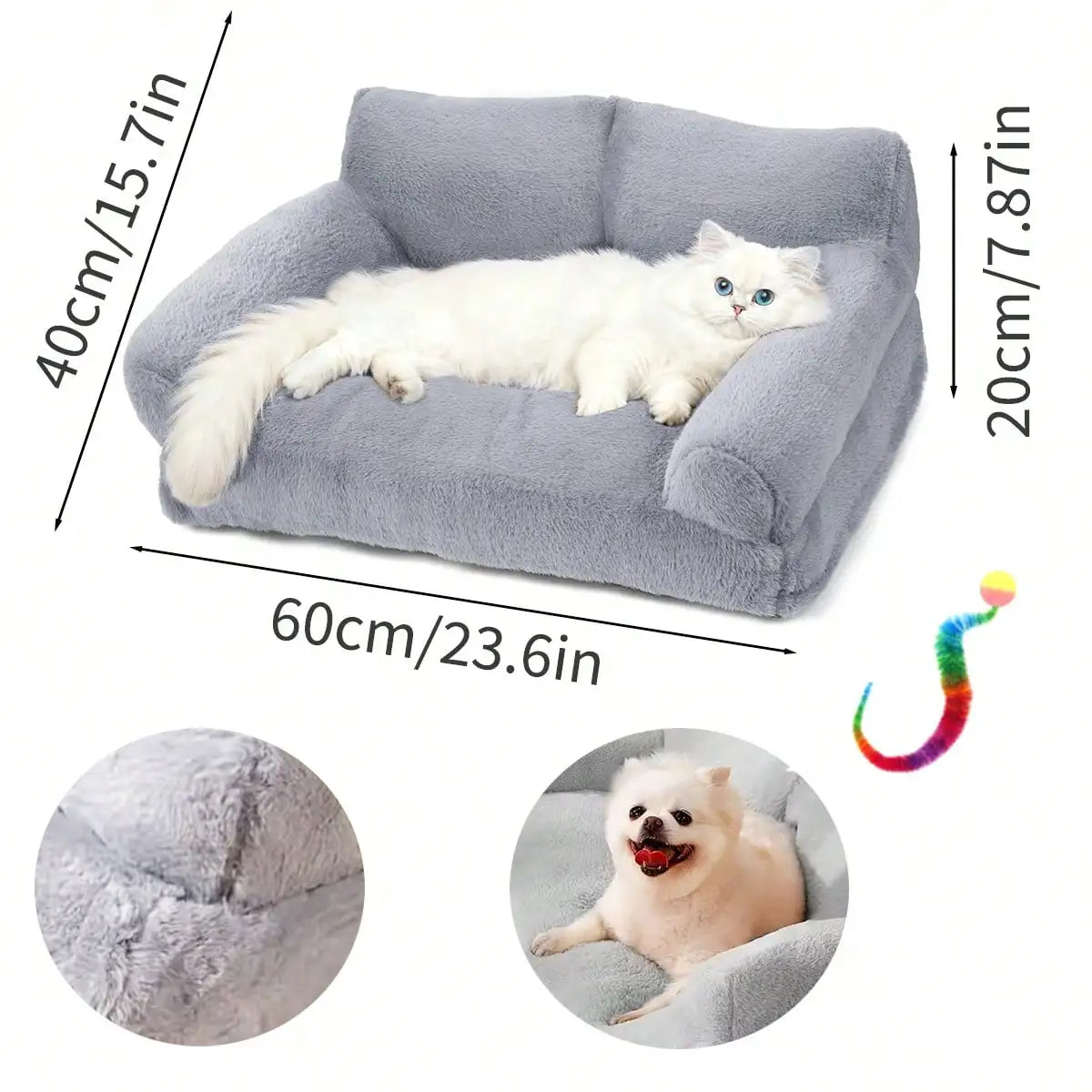 Dog Sofa, Small Dog Bed With Colorful Elastic Balls For Playing Removable And Washable Cover