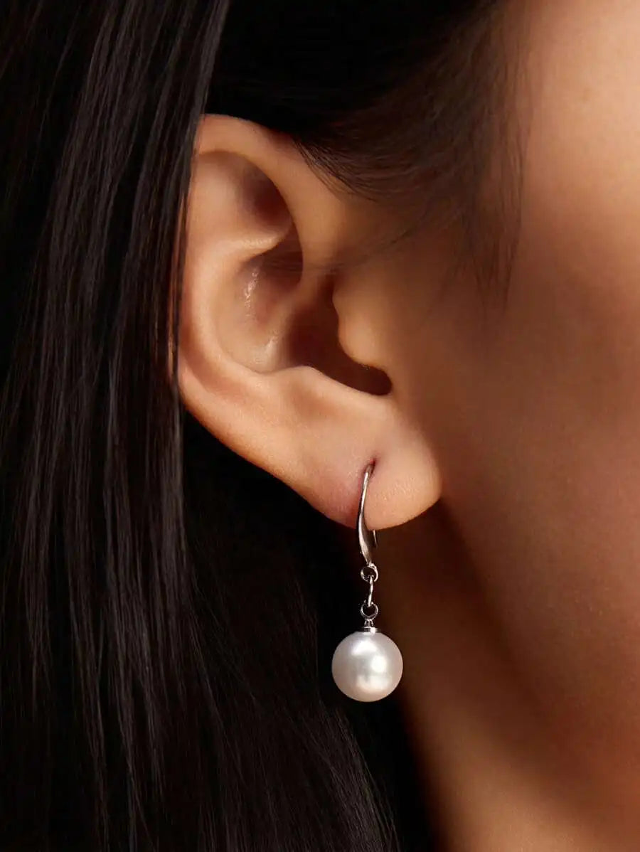 Pearl Drop Earrings With Hook For Women Classic Style