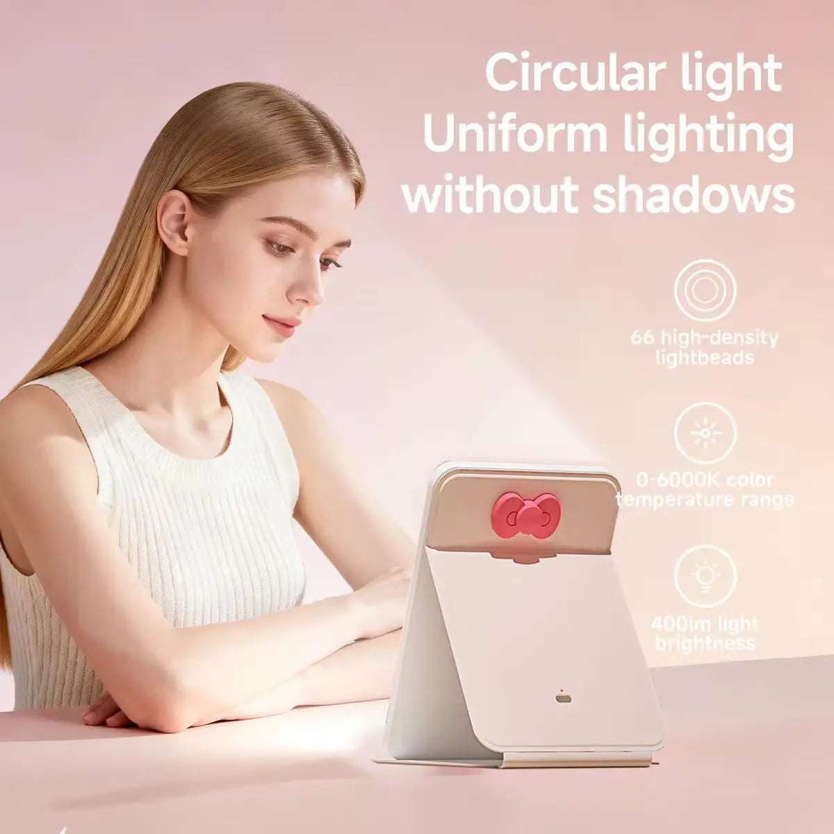 New 9 Inch Tablet Mirror with 3 Color Dimming Rechargeable Folding Portable Makeup Mirror