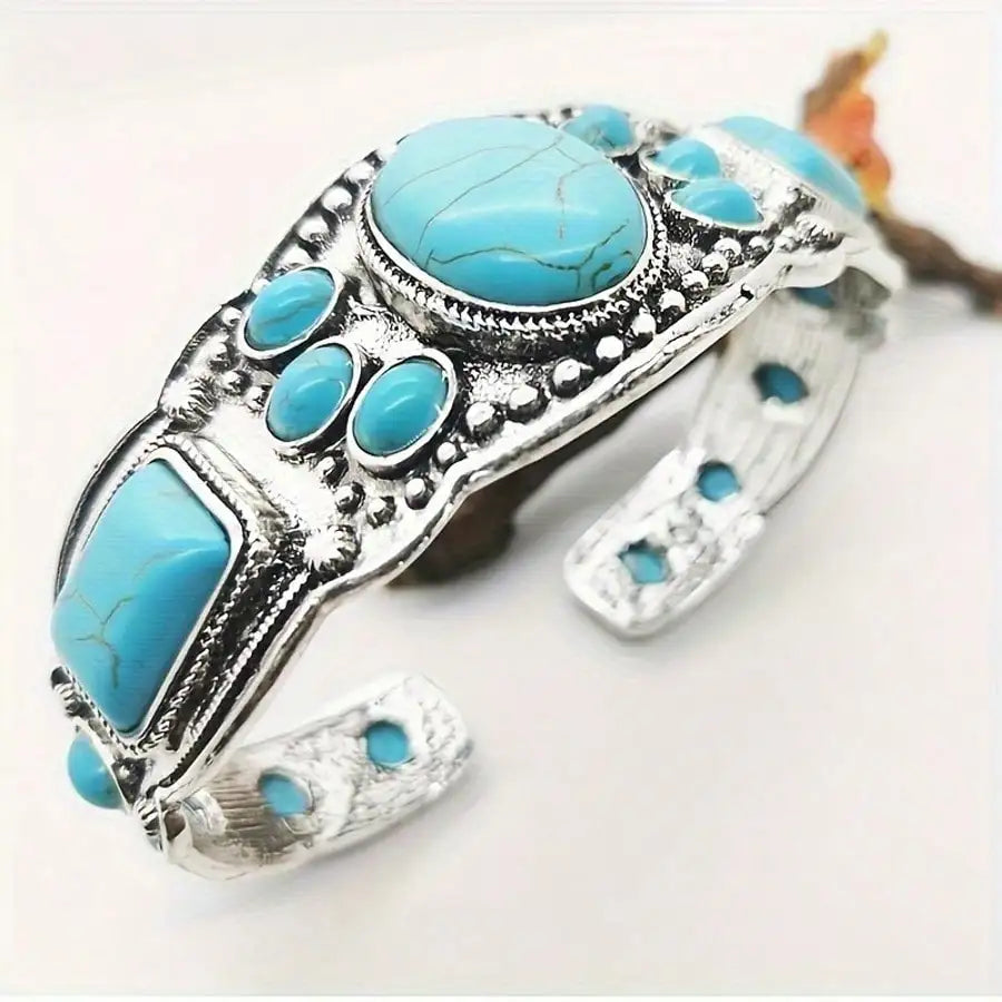 Retro Bohemian Natural Turquoise Bracelet Bohemian Exquisite Accessories