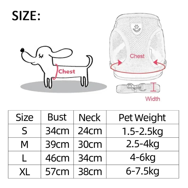 Cat Harness Vest Walking Lead Leash For Puppy Dogs Collar Polyester Adjustable Mesh Dog Harness