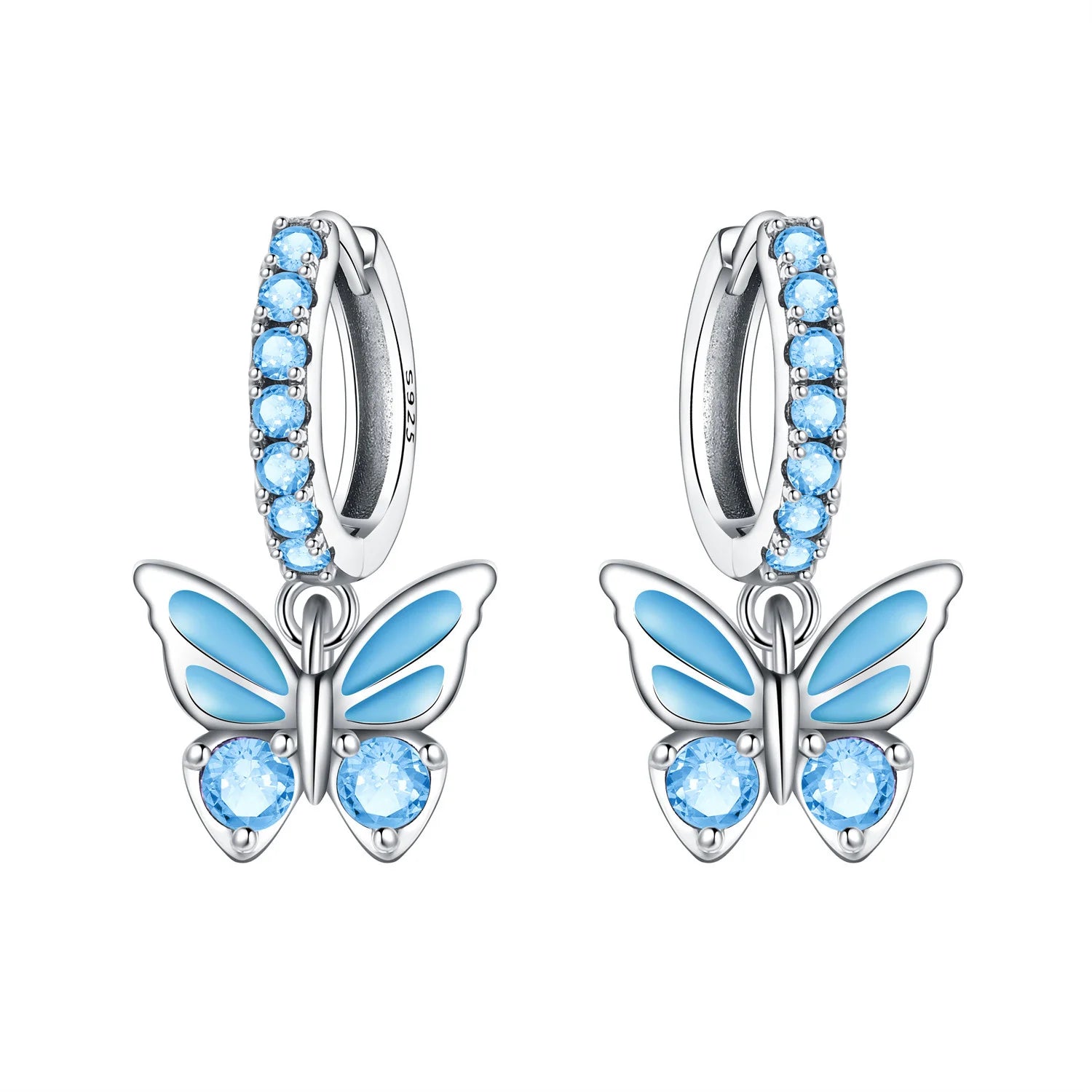 Original S925 Sterling Silver Zirconia Butterfly Gradient Dragonfly Earrings