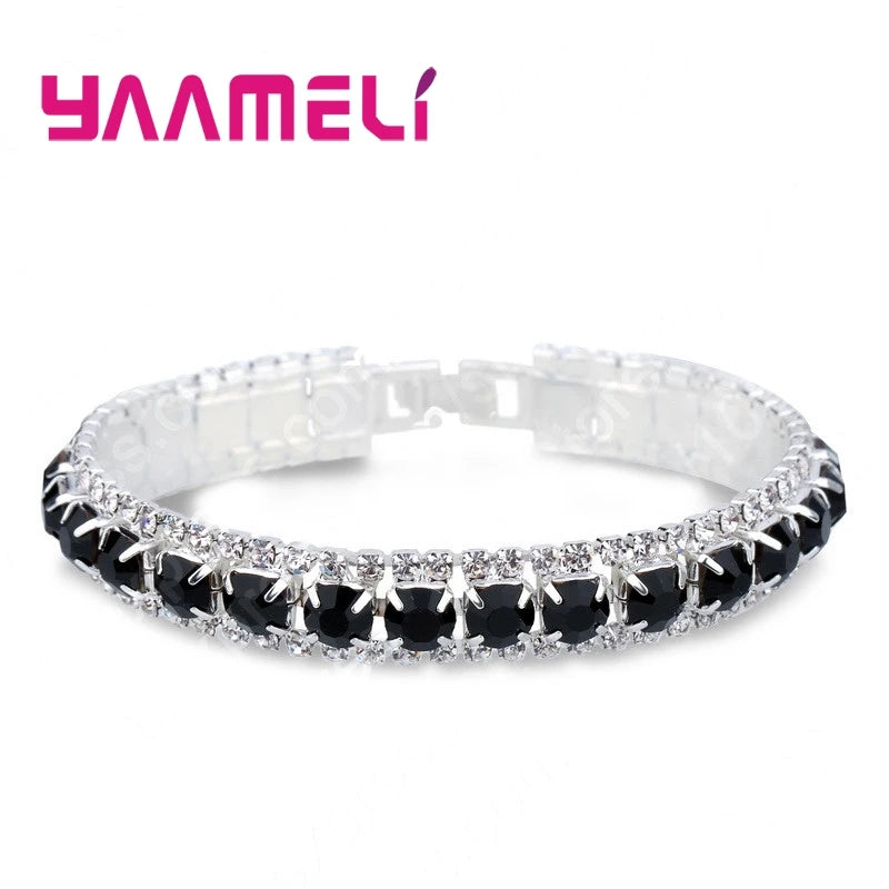 Top Sale 925 Sterling Silver Bracelets Full AAA Zircon Austrian Crystal Bangles