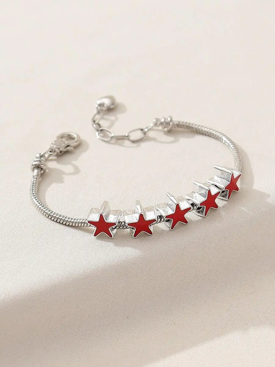 Cute Simple & Stylish Five-pointed Star Shaped Personalized Chain Bracelet For Women