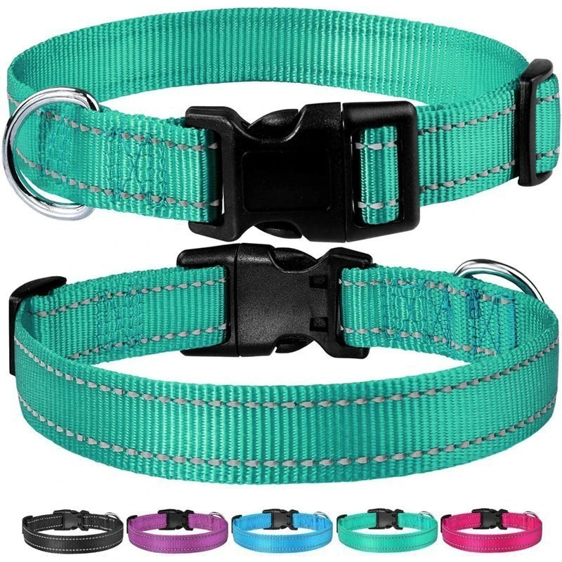 Reflective Dog Collar Medium Dogs Adjustable Soft Nylon Collar Buckle