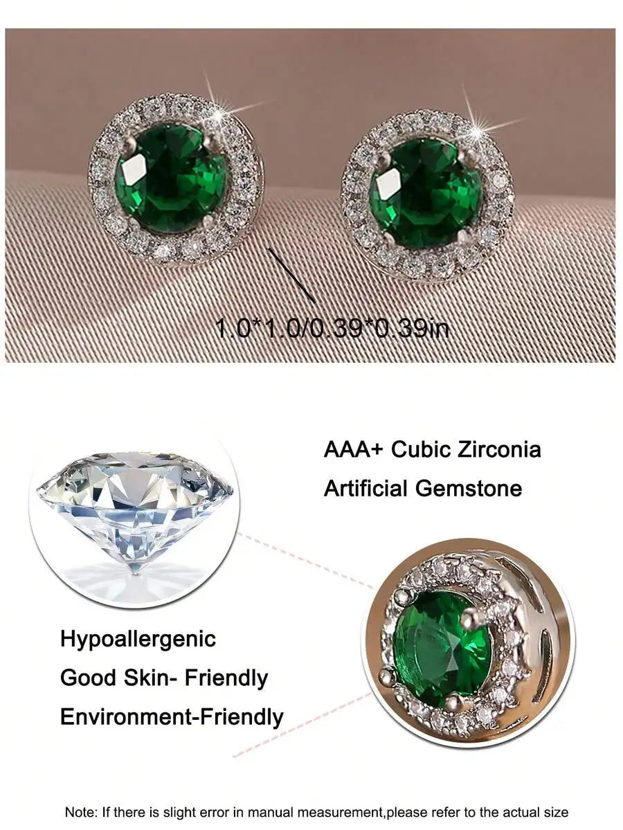 Classic Oval Black Cubic Zirconia Stud Earrings For Women