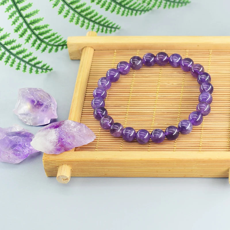 New Amethust Bracelet Made of Real Natural Stone Beads Bracelet