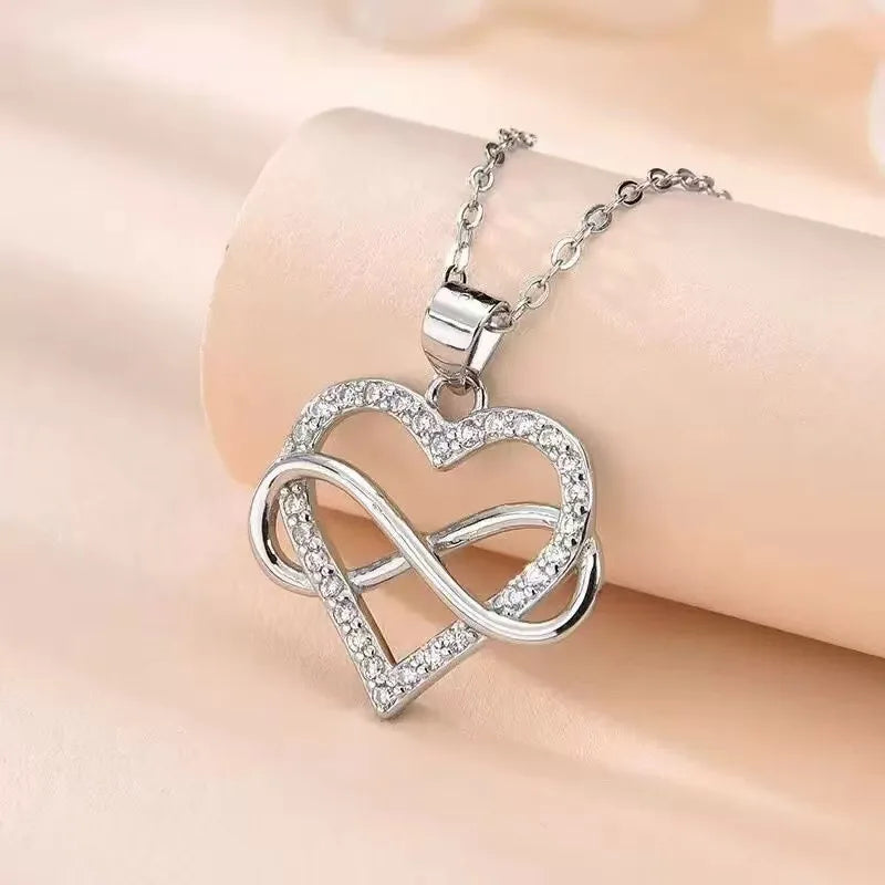 Elegant 925 Sterling Silver Zircon Women Round Pendant Necklace