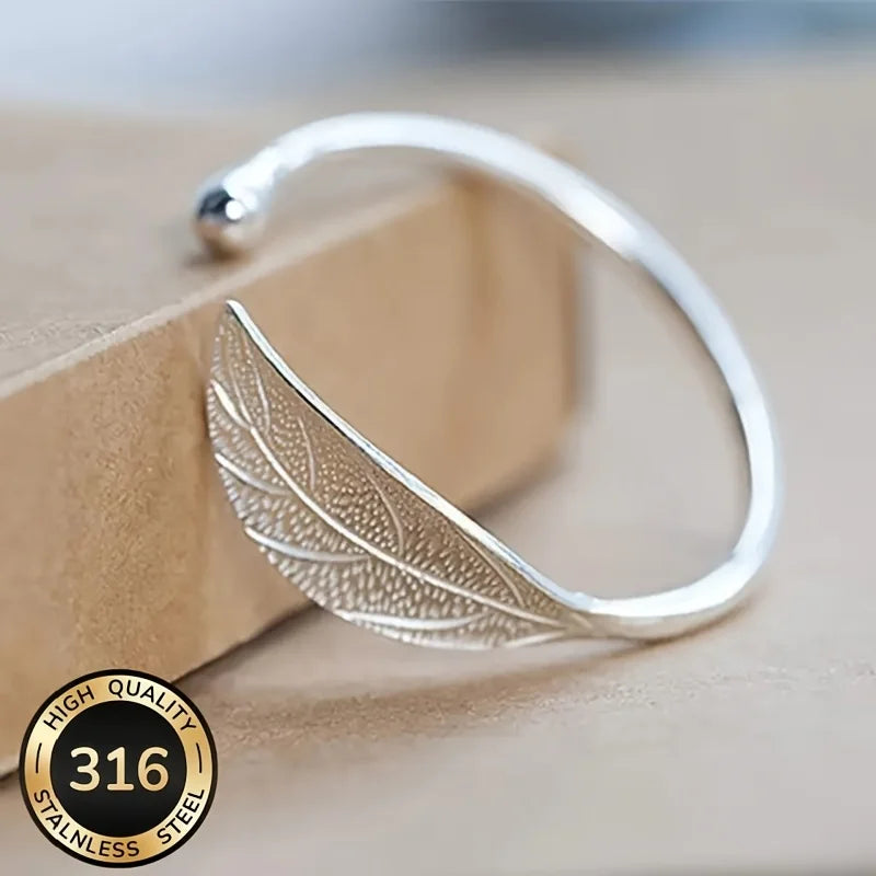 Ladies' elegant leaf-shaped bracelet, 316 stainless steel - suitable for daily wear