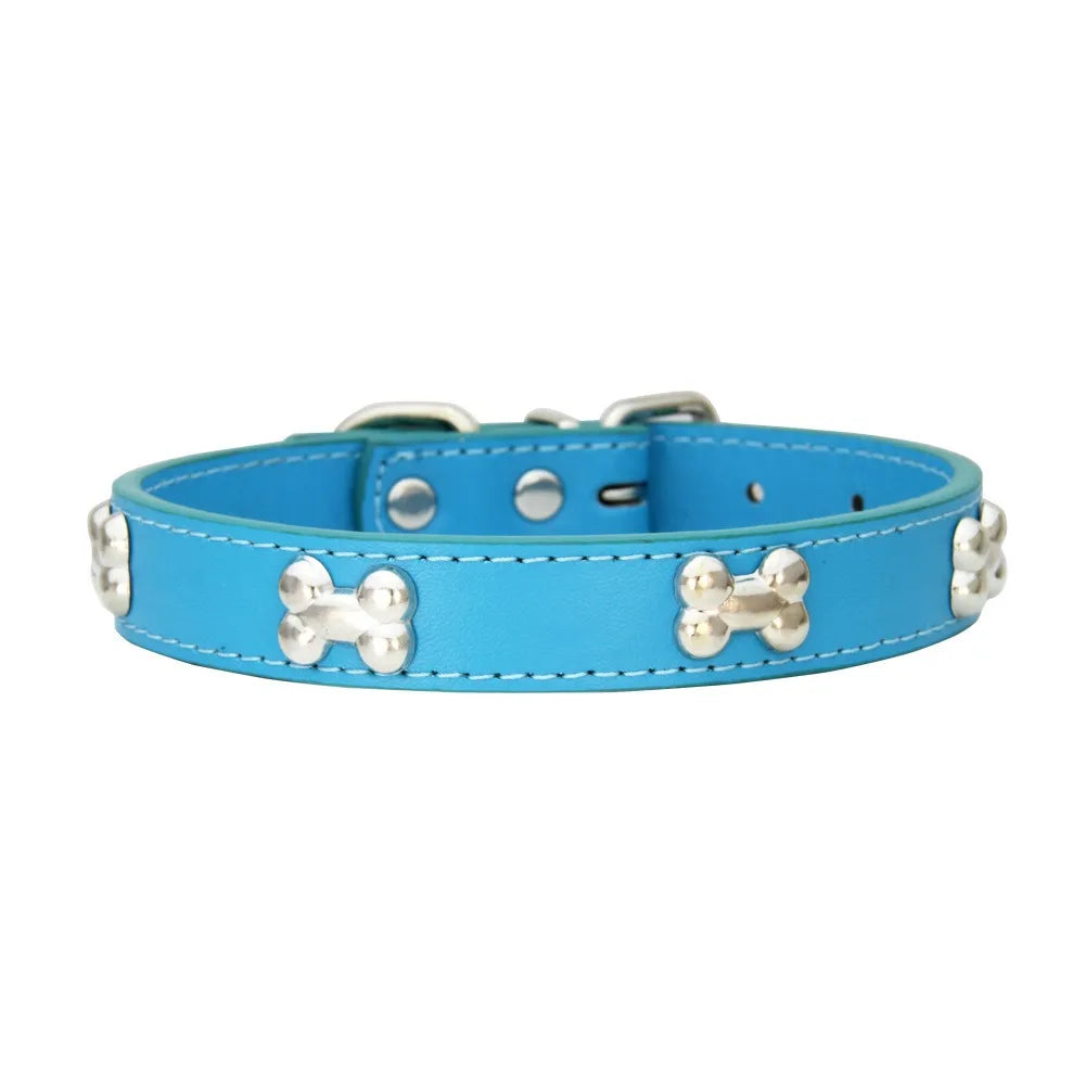 Bone Pattern Collar Durable Adjustable Small Dog Puppy Cat Safe PU Leather