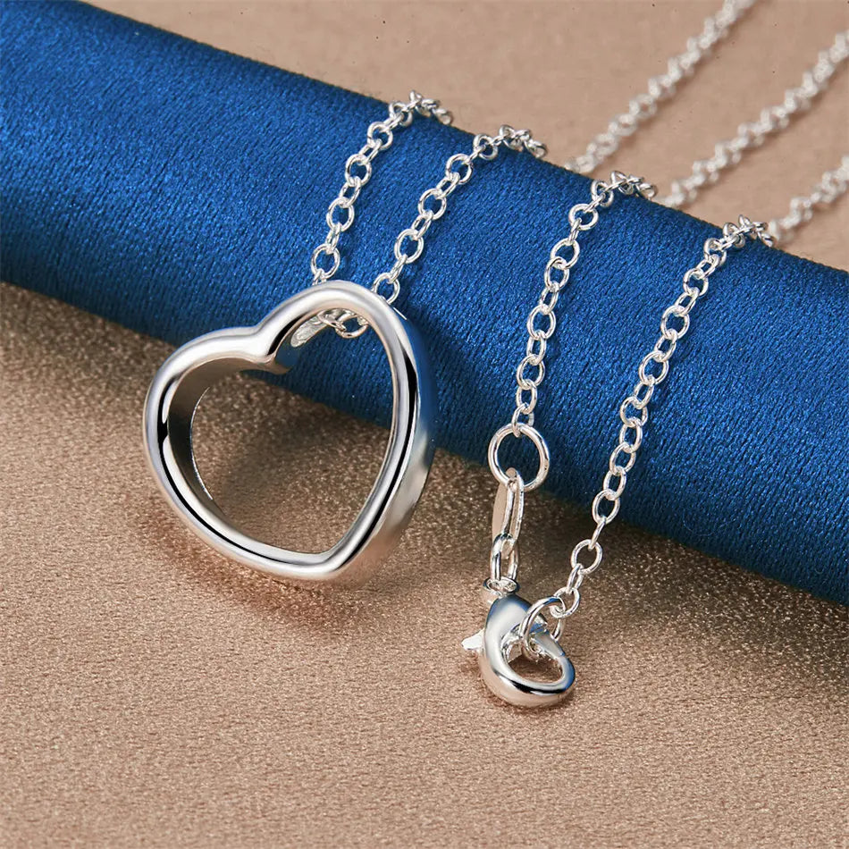 925 sterling silver 16-30 inch exquisite heart-shaped pendant necklace for women