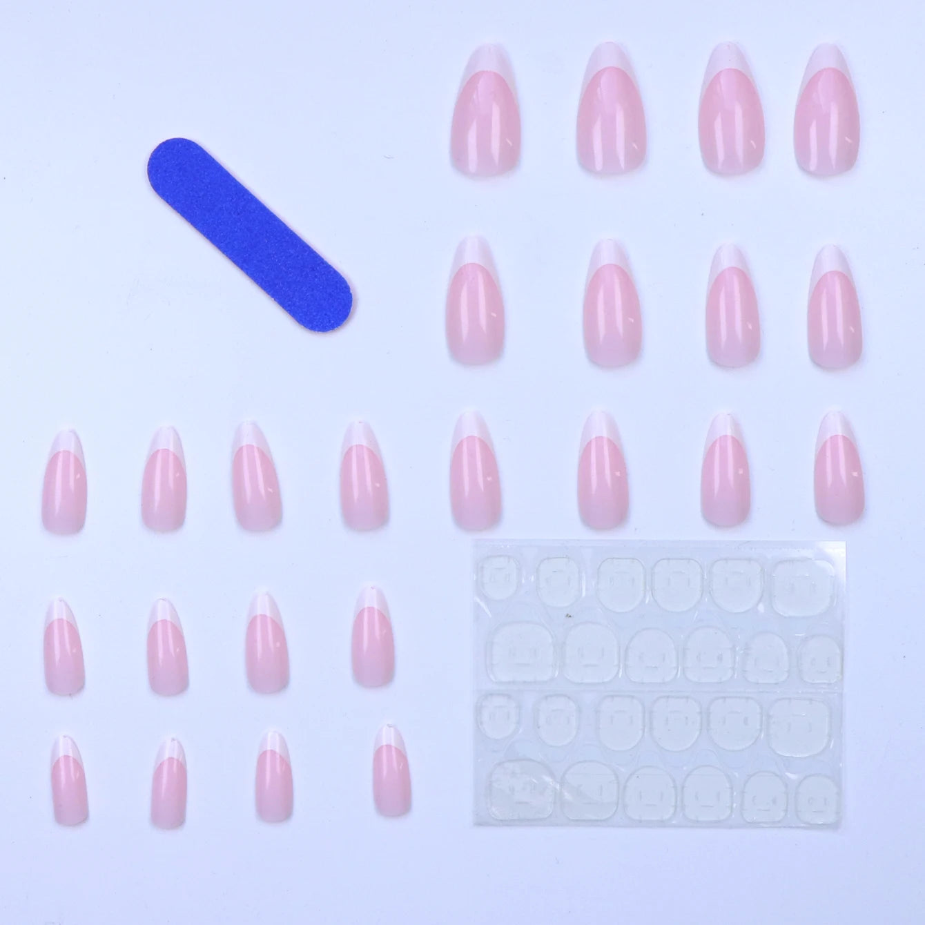 120 PCS Box Almond Shaped Pink Nail Piece White French Press On Nails