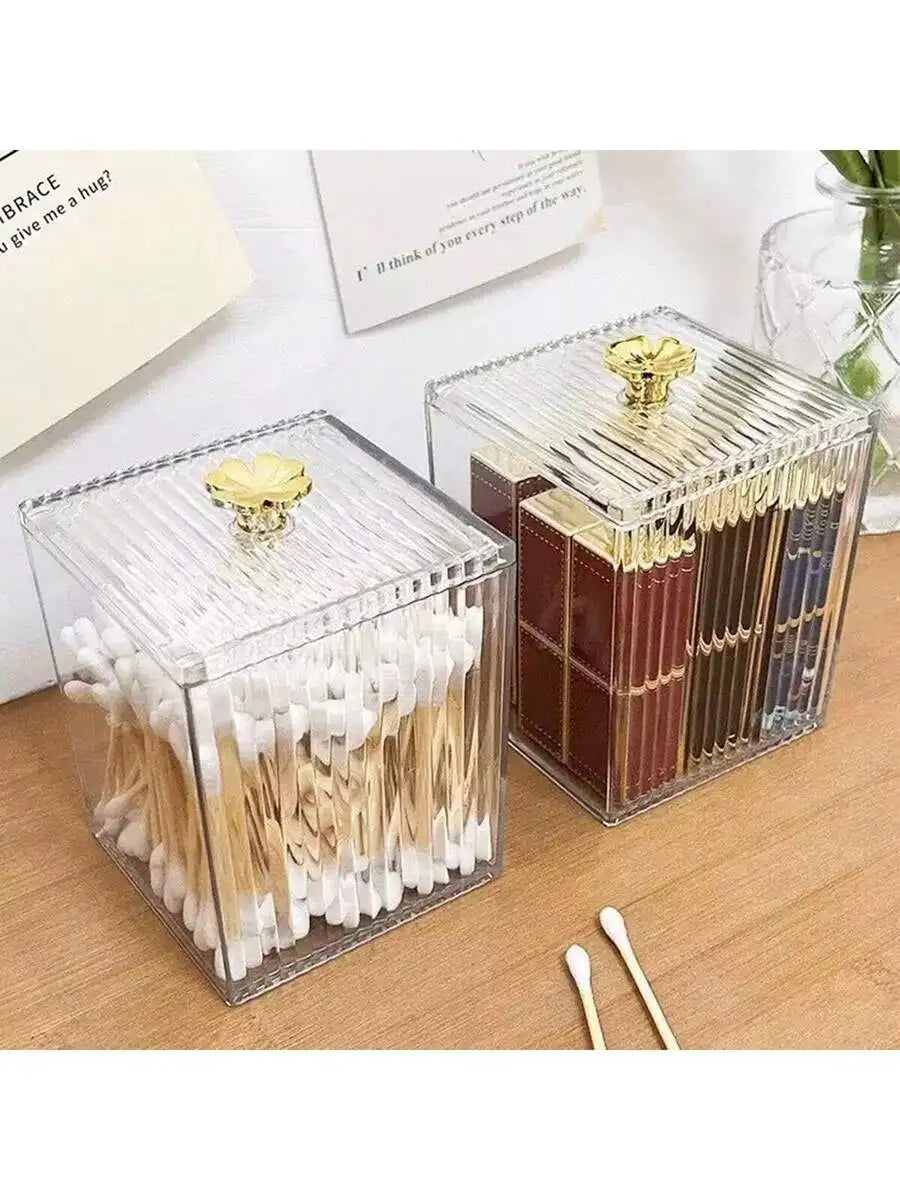 1/2/3pcs High-Transparency Acrylic Cosmetic Organizer Box - Dust-Proof Seal Lid & Stackable Design For Makeup Sponges/Cleaning