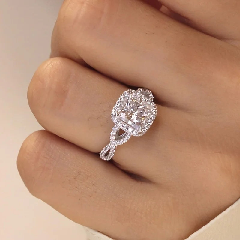 Exquisite Ring with Elegant Square Synthetic Zirconia