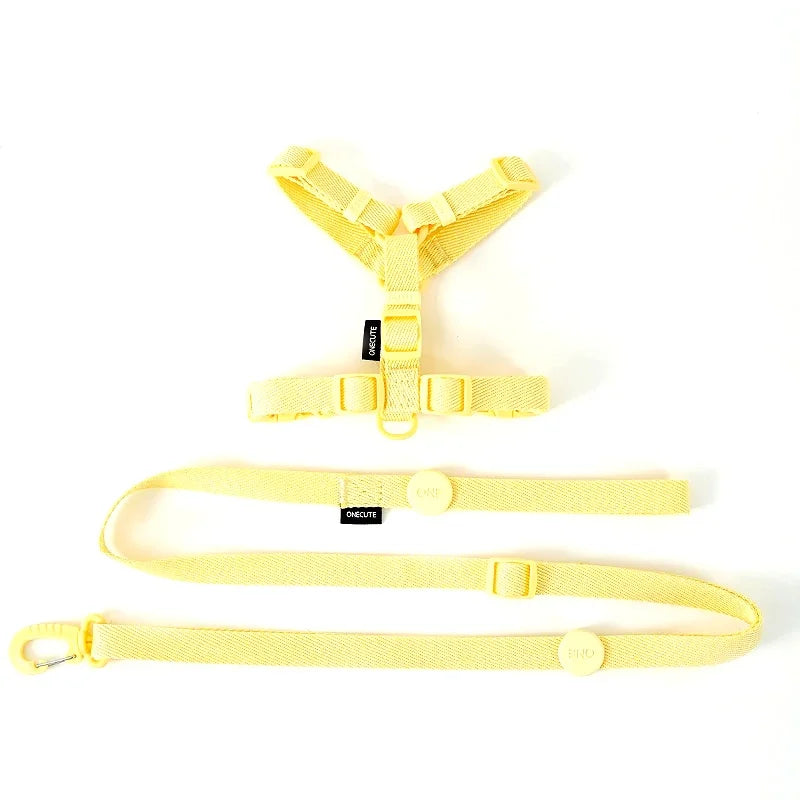 Adjustable Dog Harness Collar Leash Set Macarone Color, Reflective Small Dog Accessories