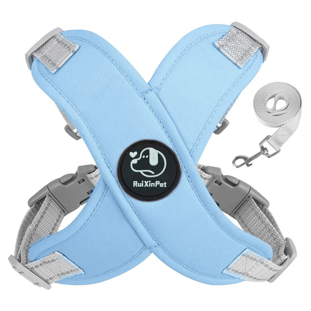 Dog Harness Leash Set Reflective Adjustable Pet Vest Harness with Metal D Ring Breathable