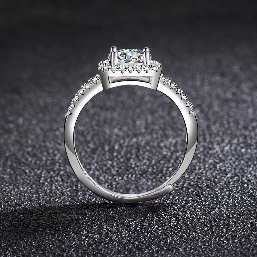 Luxury 925 Sterling Silver Plated Ring Sparkling Cubic Zirconia Elegant