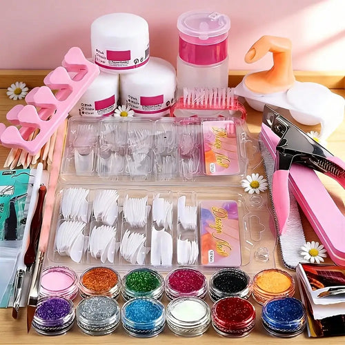 23-in-1 Acrylic Nail Kit for Beginners — Includes 12 Acrylic Powder Colors, Nail Extension Tools, and Various Manicure Tools