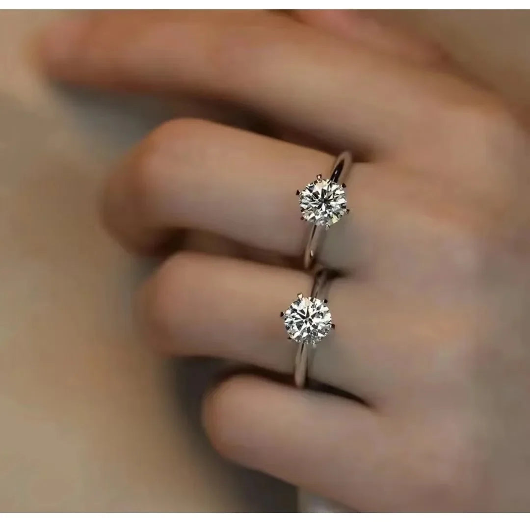 Solitaire ring Real 925 Sterling silver Rings for women