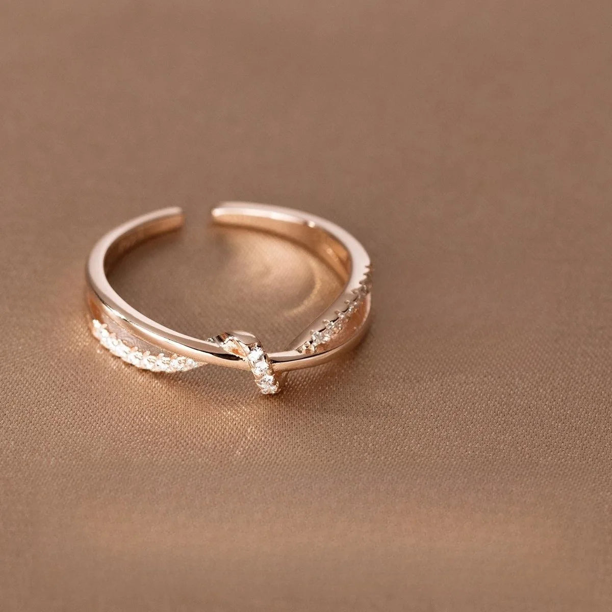 925 Sterling Silver Cross Knotting Zircon Rings For Women