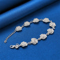 925 sterling silver 8-inch luxurious flower bracelet for women