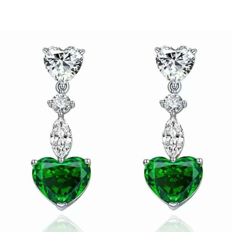 Fashion Jewelry Ladies Blue White Water Drop Shaped Crystal Rhinestone Zircon Metal Dangle Earring for Women