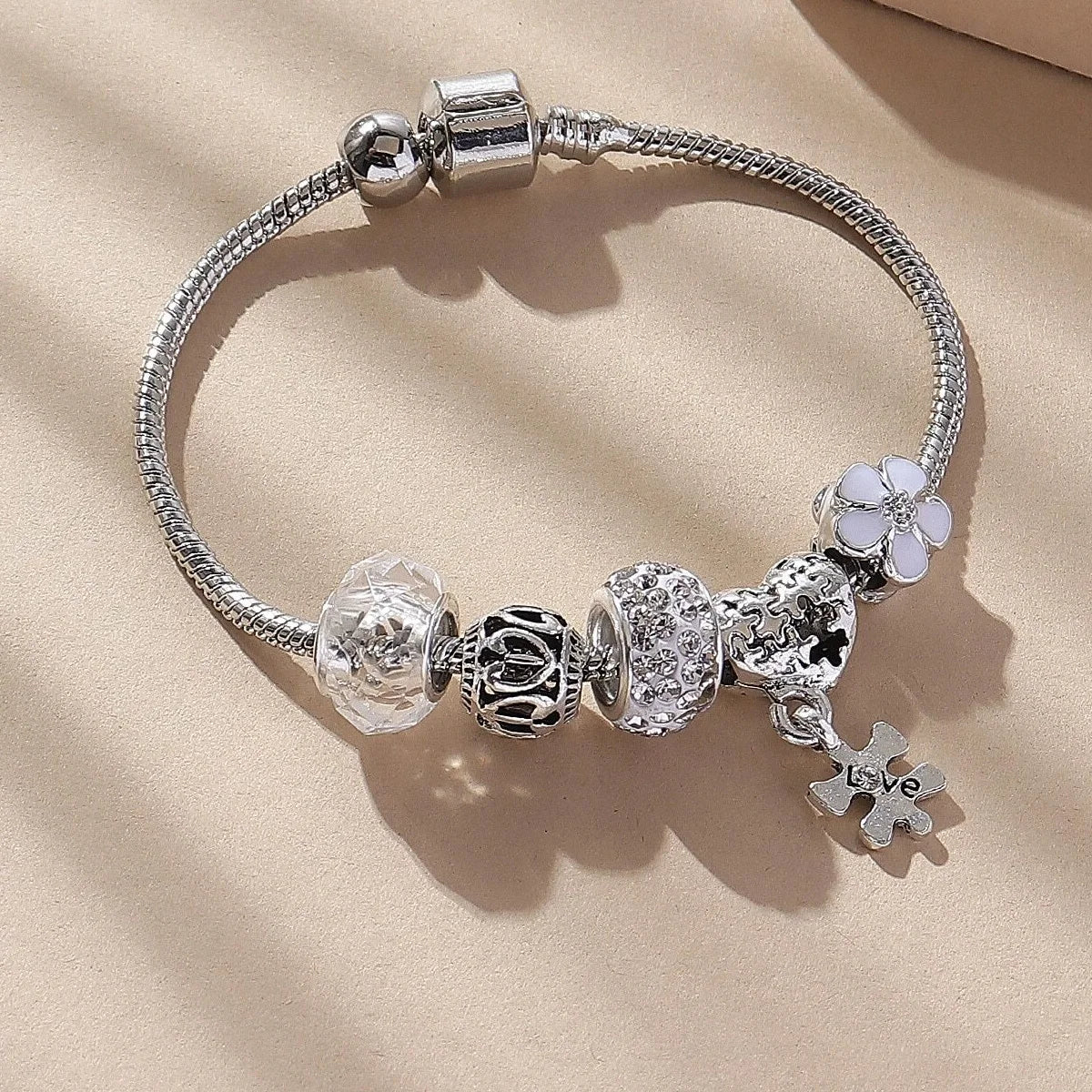 Cute Women Multi-Element Beaded Love Charm Bracelet