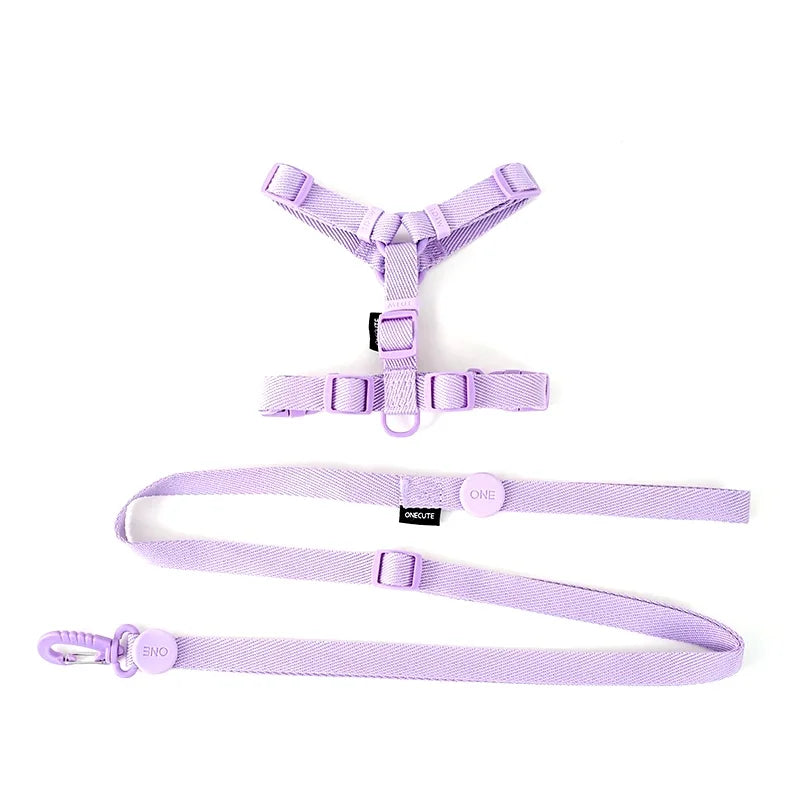 Adjustable Dog Harness Collar Leash Set Macarone Color, Reflective Small Dog Accessories