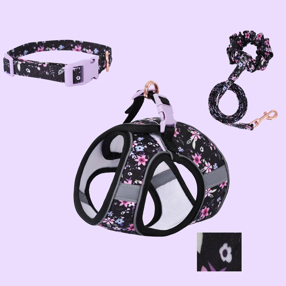 Small Dog Harness Leash Set Cute Traction Bracelet Medium Cat Collar Vest Harness Adjustable