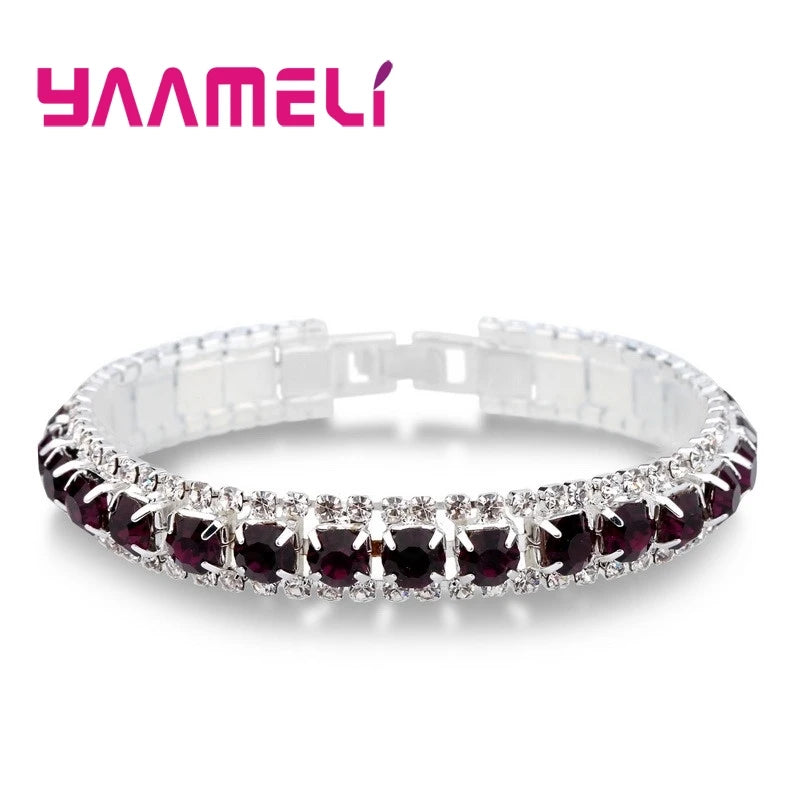 Top Sale 925 Sterling Silver Bracelets Full AAA Zircon Austrian Crystal Bangles