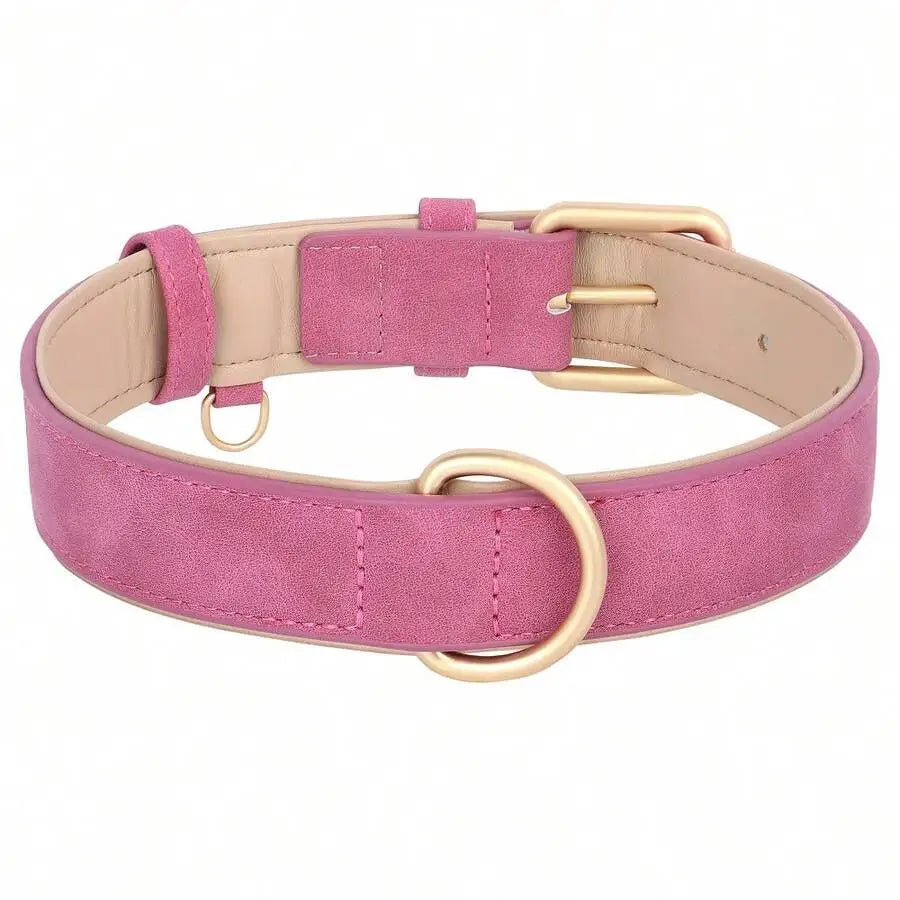 Adjustable Soft PU Dog Collar in Blue Brown or Pink Ideal for Small to Medium Pets