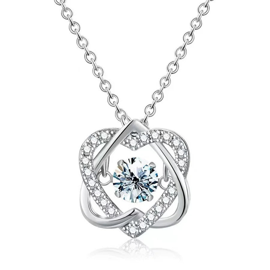 Moissanite Necklace for Women Sparkling Simulated Diamond Pendant  Heart S925 Silver Fine Jewelry