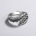 925 Sterling Silver Angel Wing Feather Adjustable Rings For Women