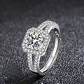 Luxury 925 Sterling Silver Plated Ring Sparkling Cubic Zirconia Elegant
