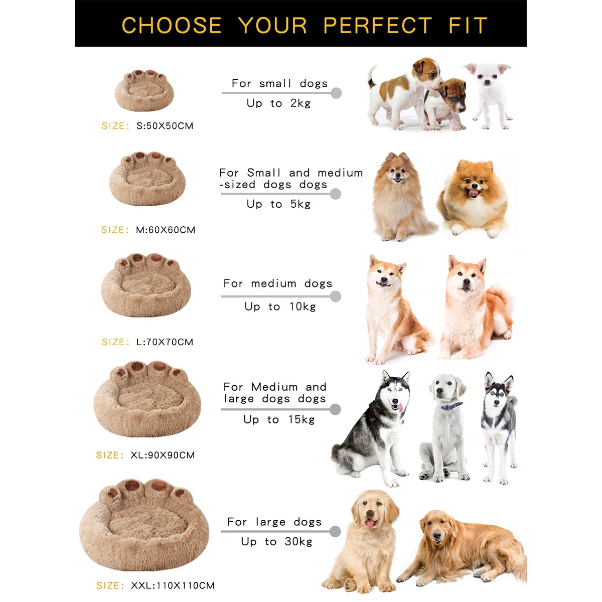 Fluffy Dog Bed for Large Dogs