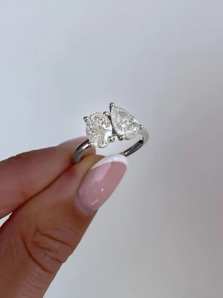 Beautiful 925 Sterling Silver Simple Classic Marquise Zircon Ring For Women