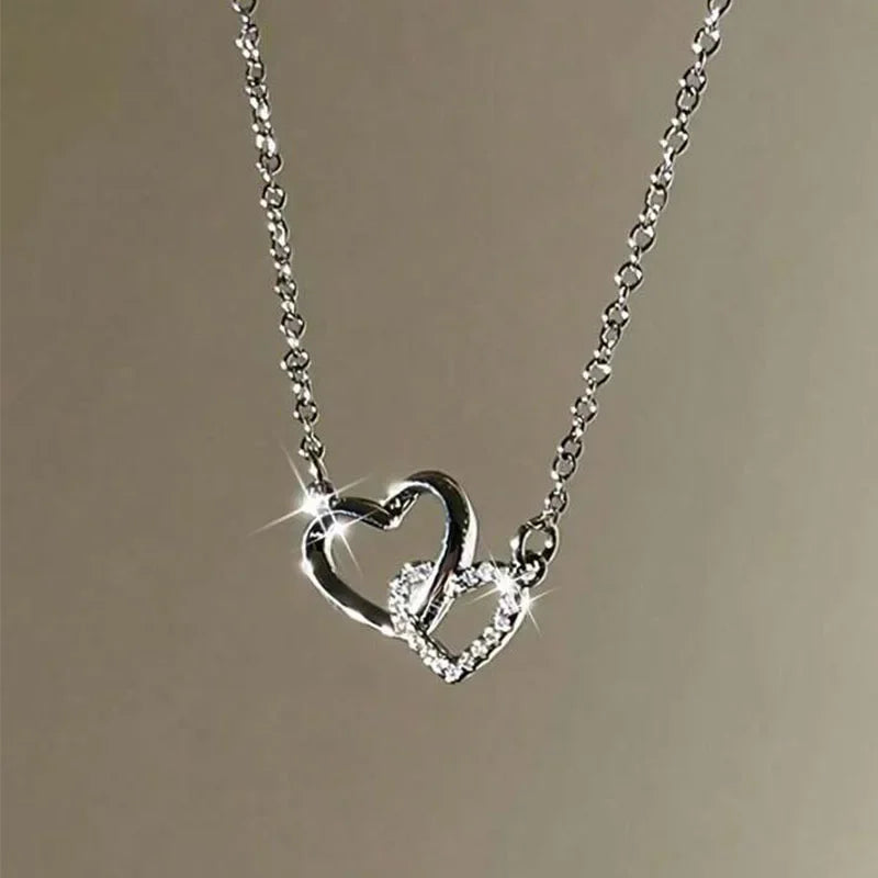 New Fashion Simple Silver Color Love Heart Pendant Necklace