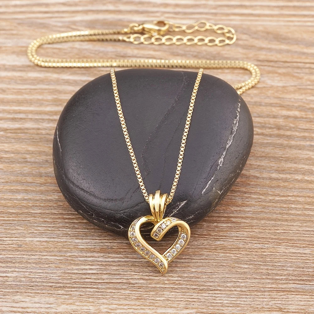 Elegant heart-shaped pendant necklace, spiral love design, sparkling crystal jewelry for women