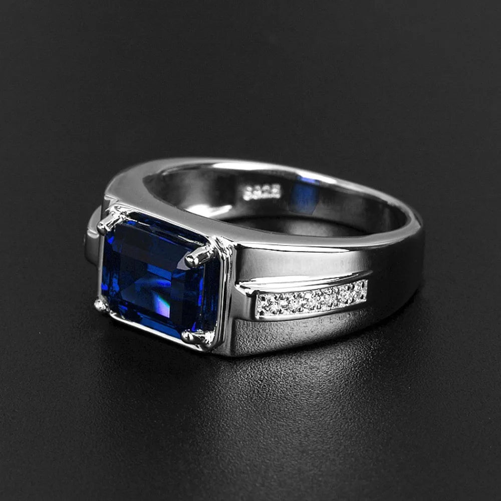 Men's fashion ring, set with synthetic gemstones – Business minimalist style men's ring
